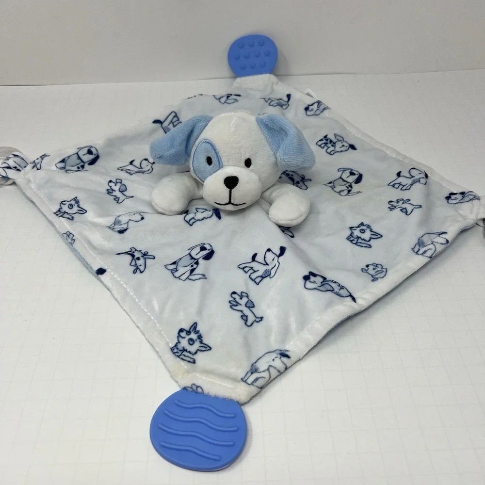 Modern Baby‎ Blue Puppy Dog Lovey Rattle Security lovies Infant Plush